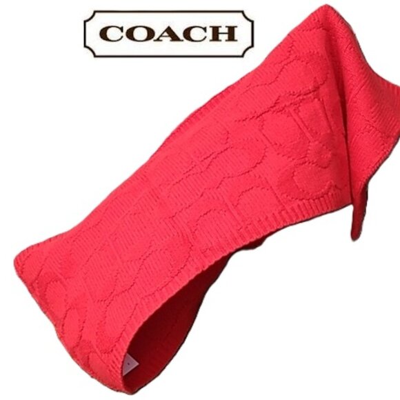 NEW, Coach Cashmere Wool Blend Signature Logo Cable Knit Scarf Shawl - Picture 2 of 16
